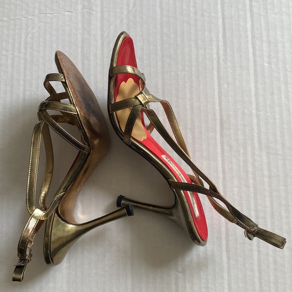 Preowned Christian Lacroix Met Lea Sandals high heels with Bow Sz US 7.5 EU 38.5 - Picture 3 of 5